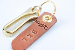 Brass Fish Hook Keychain & Tag - Moody's Leather Co. 