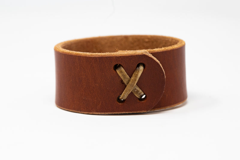 Wide Rawhide Stitched Cuff - Moody's Leather Co. 